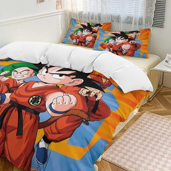 Dragon Ball 3 Piece Bedding Set Soft Comforter Theme Room Decor Bedclothes-1 Duvet Cover with 2 Pillowcases (90"x90")