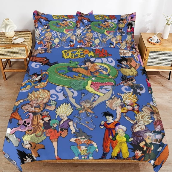 Dragon Ball 3-piece Bedding Set Queen Size,Kids Bedding Include 1 Duvet Cover and 2 Pillowcases for Girls Boys Women Men