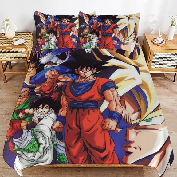 Dragon Ball 3-piece Bedding Set Queen Size,Kids Bedding Include 1 Duvet Cover and 2 Pillowcases for Girls Boys Women Men