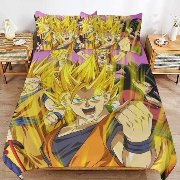 Dragon Ball 3-piece Bedding Set Queen Size,Kids Bedding Include 1 Duvet Cover and 2 Pillowcases for Girls Boys Women Men
