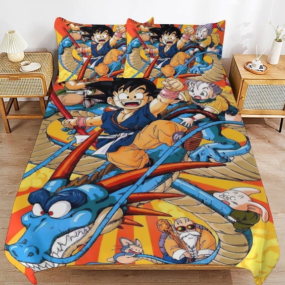 Dragon Ball 3-piece Bedding Set Twin Size,Kids Bedding Include 1 Duvet Cover and 2 Pillowcases for Girls Boys Women Men