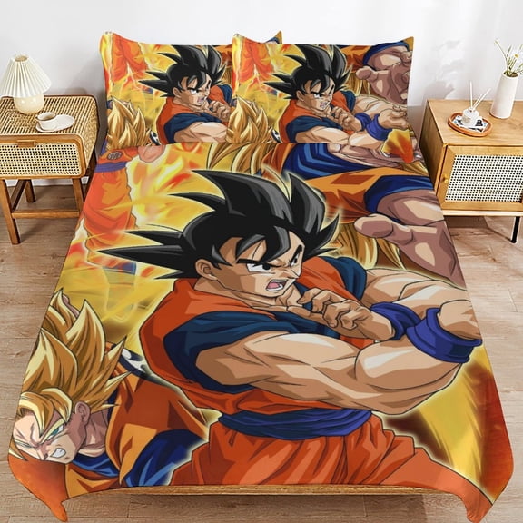 Dragon Ball 3-piece Bedding Set Twin Size,Kids Bedding Include 1 Duvet Cover and 2 Pillowcases for Girls Boys Women Men