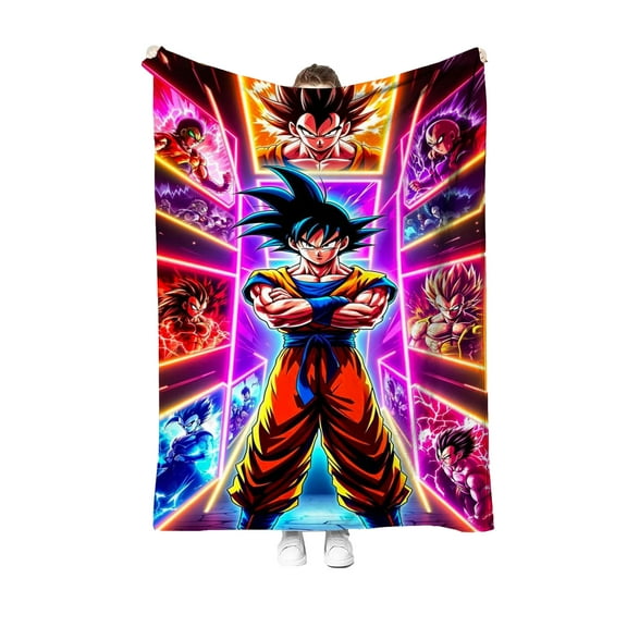 Dragon Ball Anime Blanket Cartoon Printing Soft Blanket Lightweight Seasonal Blanket for Bed Sofa Office Picnic Travel Lightweight Bed Blanket