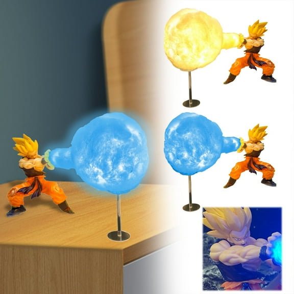 Dragon Ball Anime Character Night Light Figurine Decorative Led Lamp Son Goku Toys Peripheral Desktop Ornament(Son Goku C Yellow)