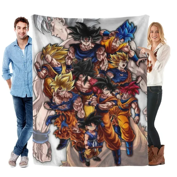 Dragon Ball Anime Goku Evolution Blanket, Young Collector Home Decoration Throw