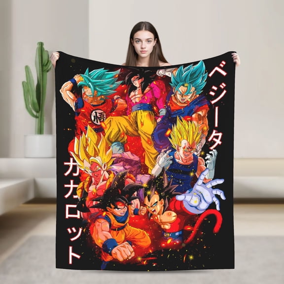 Dragon Ball Anime Graphic Blanket, Dragon Ball Anime Character Art Throw Blanket, Gift for Anime Fans