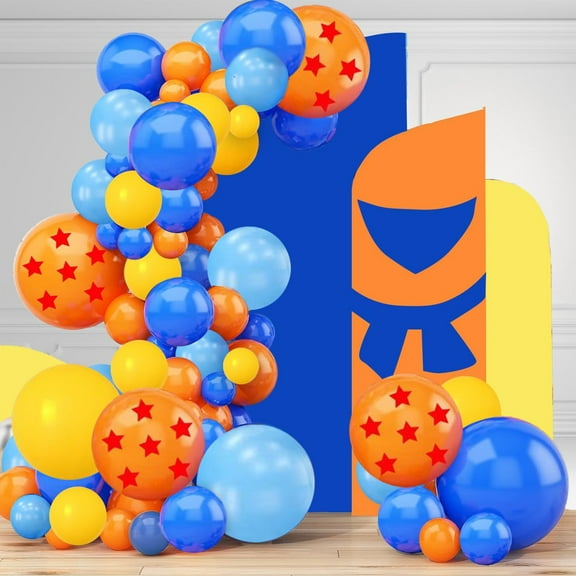Dragon Ball Balloons Dragon Ball Party Supplies - 139 Pcs Birthday Balloon Garland Arch Kit, Dragon Z Ball Latex Balloon Arch For Video Game Cartoon Ball Birthday Party Decorations (blue)