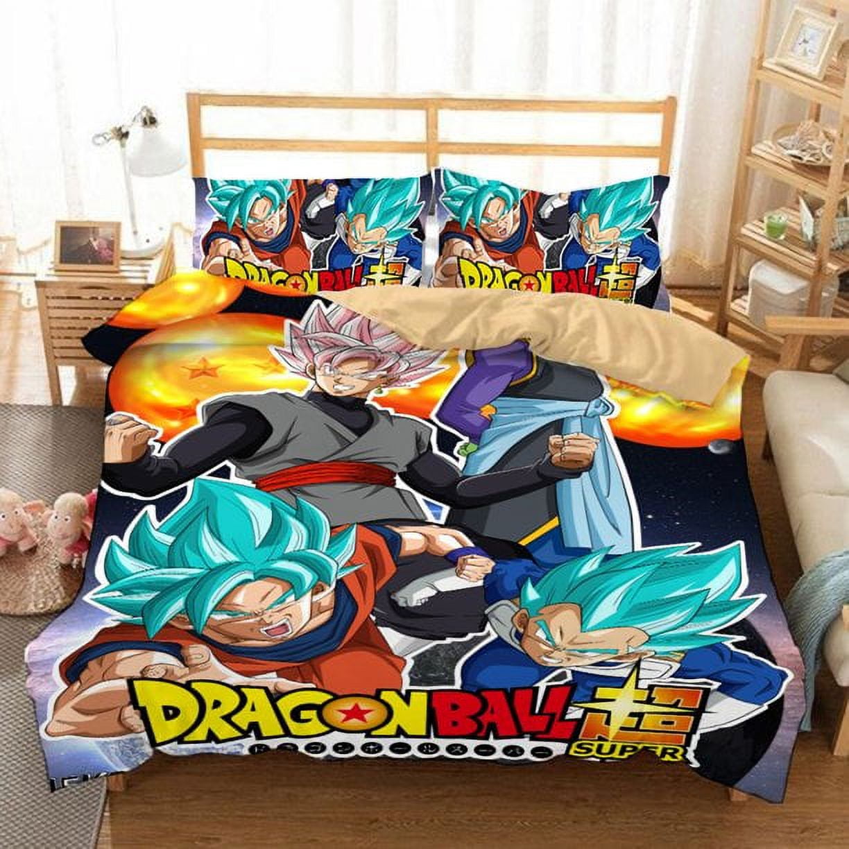 Dragon Ball Bedding Set Blue Goku Vegeta Goku Black Zamasu 3D Printed