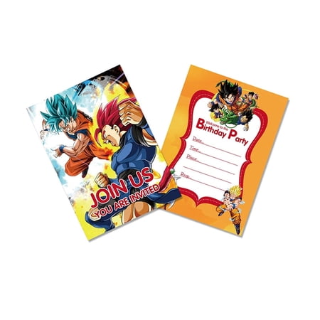 Dragon Anime Ball Birthday Party Invitation & Envelopes,12Pcs
