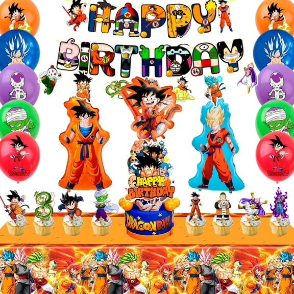 Dragon Ball Birthday Party Supplies, 31pcs Dragon Ball Party Decorations Set - Dragon Balloon Banner Cake Decorations and Dragon Ball Birthday Balloons for Kids Dragon Ball Themed Birthday Parties