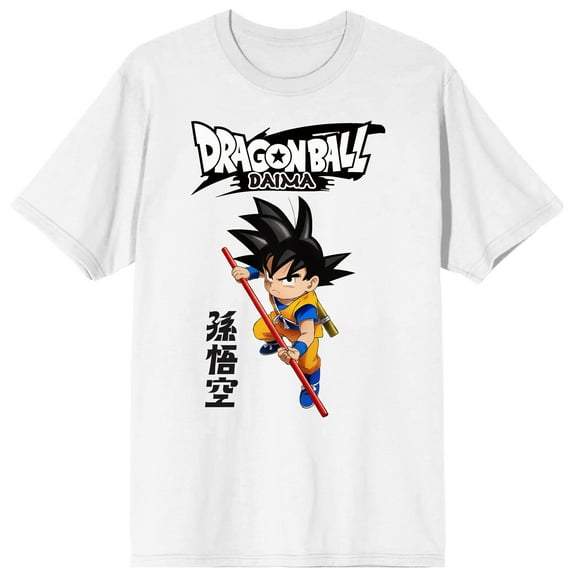 Dragon Ball Daima Son Goku Kanji Adult White Crew Neck Short Sleeve T-shirt