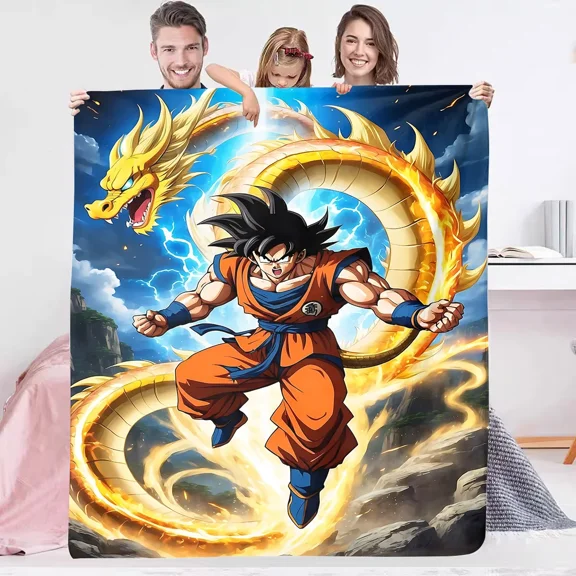 Dragon Ball Flannel Throw Blanket Cartoon Blanket Soft Plush Blankets Room Decorative Blankets for Women Men 40x50 inch