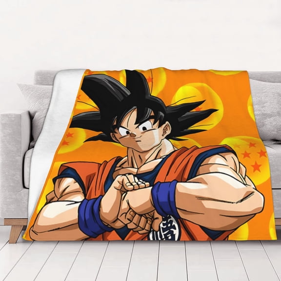 Dragon Ball Goku Fleece Throw Blanket, Winter Anime Graphic Soft Cozy All Season Blanket for Living Room Bedroom Sofa Bed Travel, Birthday Christmas Gift for Fans Teens Adults