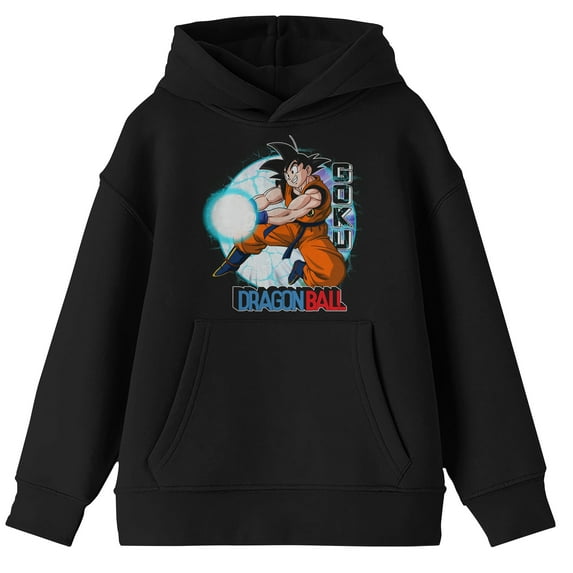 Dragon Ball Goku Kamehameha Blast Youth Black Long Sleeve Hooded Sweatshirt-Large