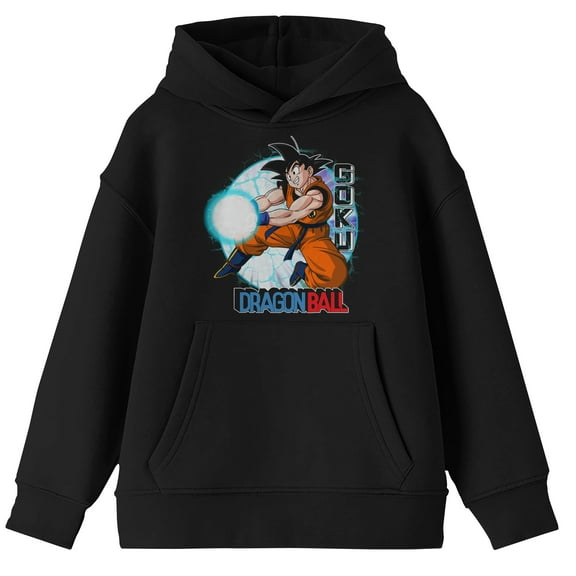 Dragon Ball Goku Kamehameha Blast Youth Black Long Sleeve Hooded Sweatshirt-Medium
