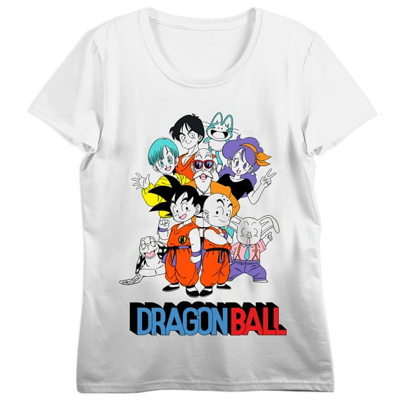 Dragon Ball Group Short Adult White Crew Neck Short Sleeve T-shirt-Small