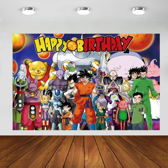 Dragon-Ball Happy Birthday Anime Cartoon Theme Backdrops Banner Birthday Party Decor Supplies(5x3ft)