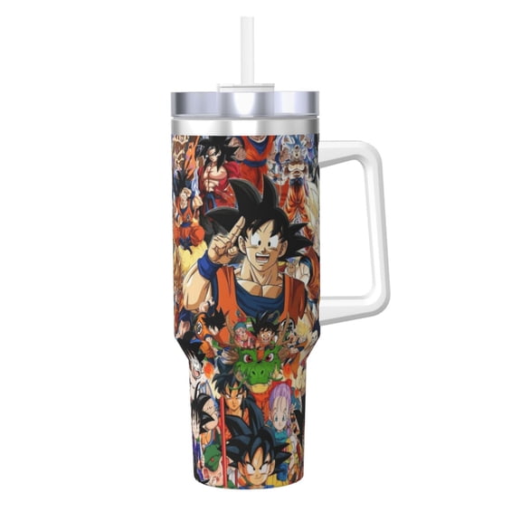 Dragon Ball Kids Water Bottle with Flip Straw Lid 40oz Vacuum Insulated Stainless Steel Tumbler Leakproof School Travel Sports Cup for Boys Girls Gift