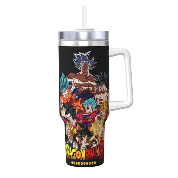 Dragon Ball Kids Water Bottle with Flip Straw Lid 40oz Vacuum Insulated Stainless Steel Tumbler Leakproof School Travel Sports Cup for Boys Girls Gift