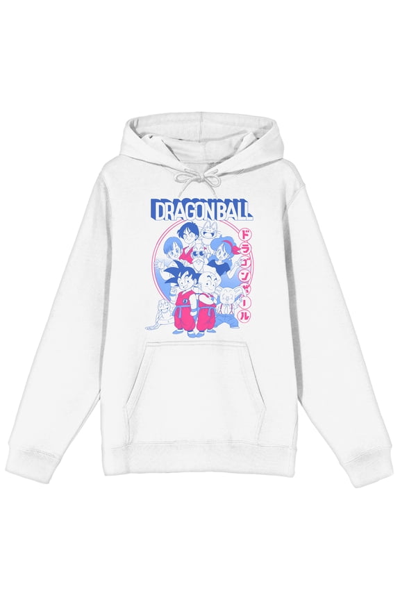 Dragon Ball Limited Color Group Shot Women's White Long Sleeve Hooded Sweatshirt-Small
