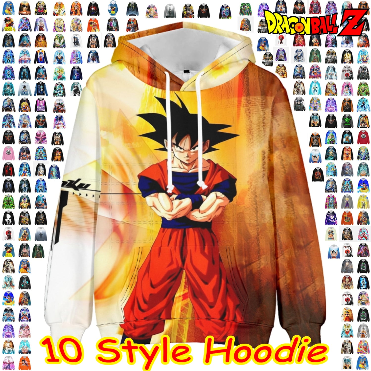 Dragon Ball Son Goku Casual Printed Hoodie Sweaters Unisex Coat,Size 6XL -  Walmart.com