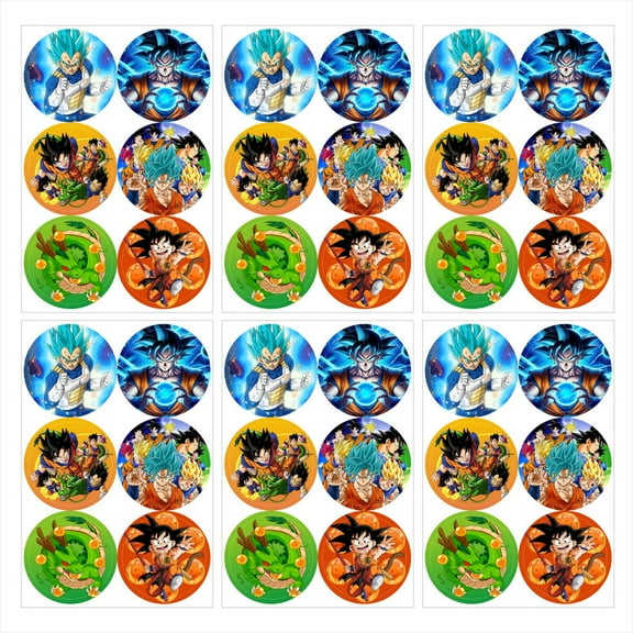 Dragon Ball Stickers Party Favors Labels Birthday Thank You Themed Round Circle Baby Shower 60pcs