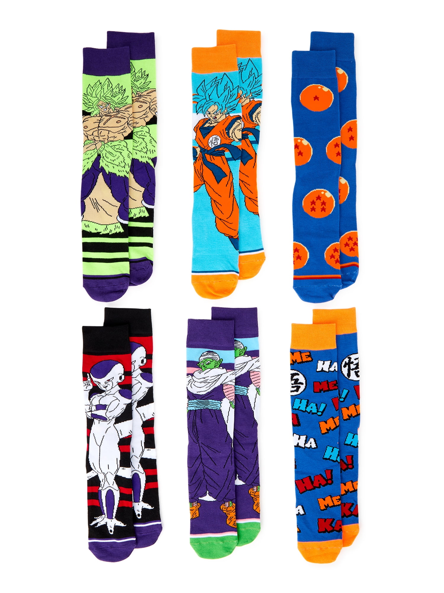 Dragon Ball Super: Broly Men's Character Crew Socks, 6-Pack