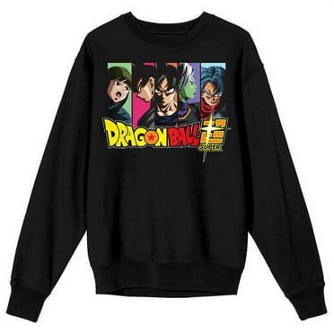 Dragon Ball Super Character Panels Crew Neck Long Sleeve Adult Black Sweatshirt-Medium