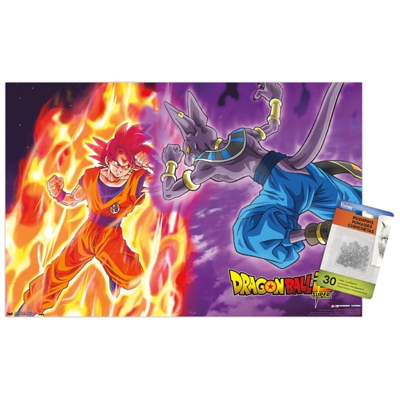 Dragon Ball: Super - Gods Battle Wall Poster with Push Pins, 14.725" x 22.375"