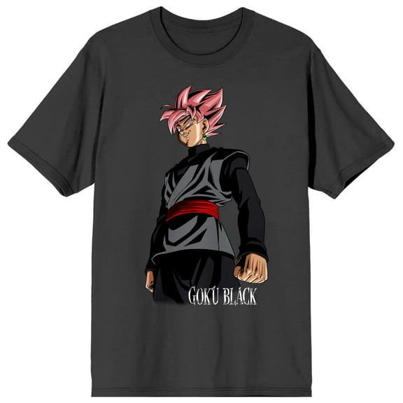 Dragon Ball Super Goku Black Kanji Characters on Charcoal Ground Adult Crew Neck Short Sleeve T-shirt - 3XL