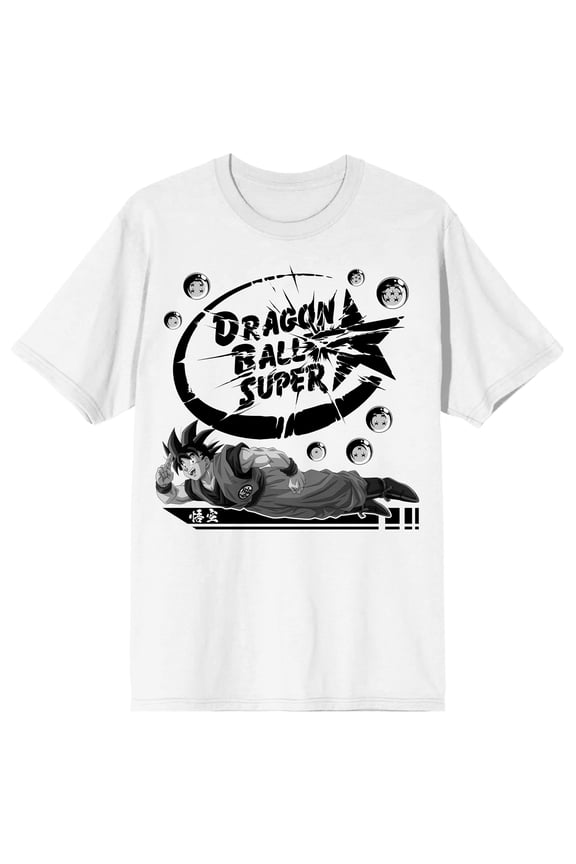 Dragon Ball Super Goku Logo Men's White Crew Neck Short Sleeve T-shirt-4XL