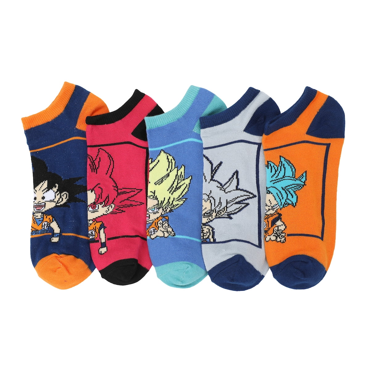 Dragon Ball Super Goku Saiyan Transformations Adult 5 Pair Ankle Socks 2483