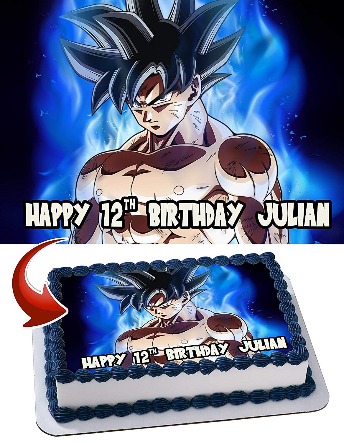 Dragon Ball Super Goku Ultra Instinct Edible Cake Image Topper Personalized Birthday Party 1/4 Sheet - Walmart.com for Dragon Ball Z Free Birthday Printables