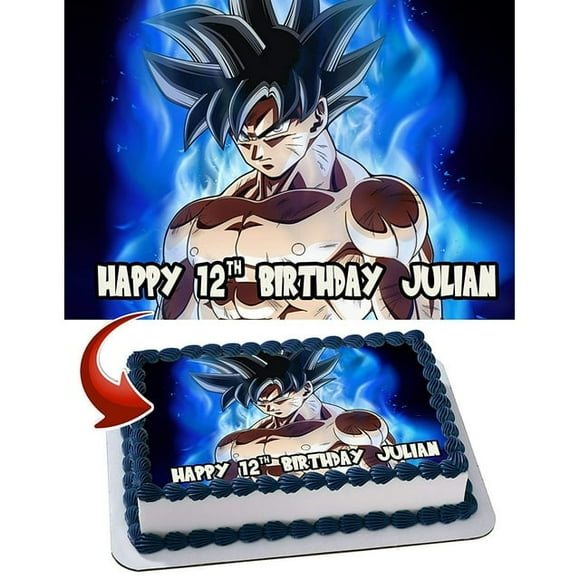 Dragon Ball Super Goku Ultra Instinct Edible Image Cake Topper For Half Sheet Cake By TNCT