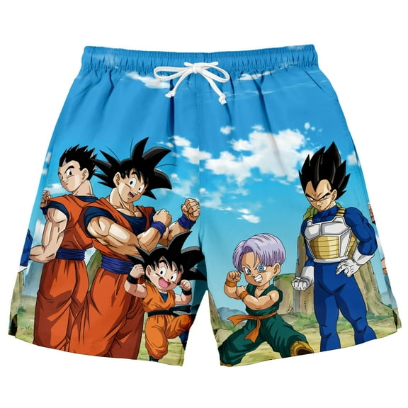 Dragon Ball Super Group Pose Landscape Men's Lounge Shorts-Small