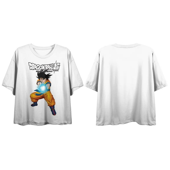 Dragon Ball Super Movie Goku Lightning Strike Hero Women's White Crop T-Shirt-Medium