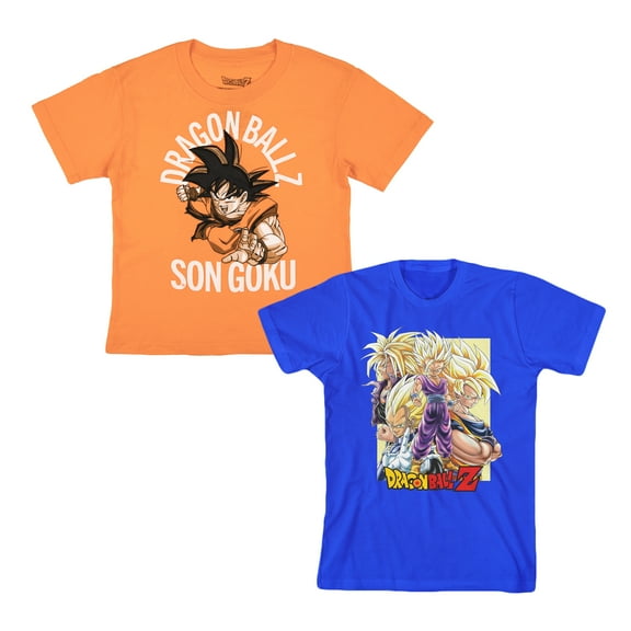 Dragon Ball Super Saiyan Characters Boy's 2-Pack Crew Neck Short Sleeve T-shirt Set 10/12 (L)