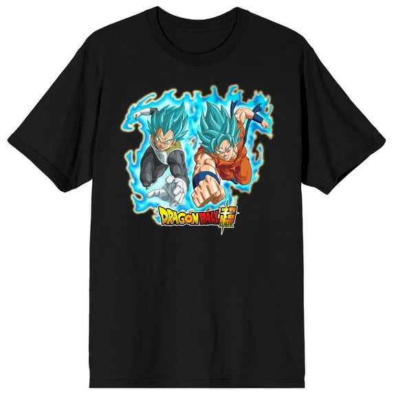 Dragon Ball Super Super Saiyan Goku & Vegeta Action Pose Men's Black Crew Neck Short Sleeve T-shirt-Medium
