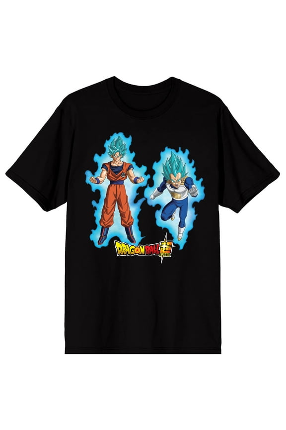 Dragon Ball Super Super Saiyan Goku & Vegeta Men's Black Crew Neck Short Sleeve T-shirt-3XL
