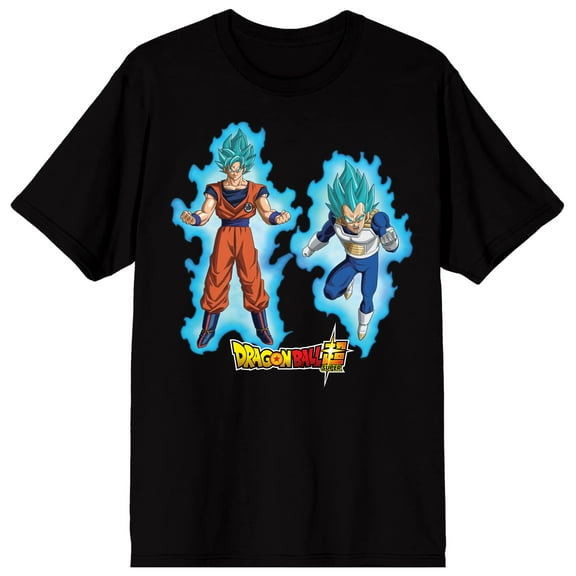 Dragon Ball Super Super Saiyan Goku & Vegeta Men's Black Crew Neck Short Sleeve T-shirt-Medium