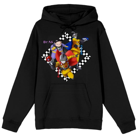 Dragon Ball Super The Movie Super Hero Characters In Checkered Diamond Long Sleeve Black Adult Hooded Sweatshirt-Medium