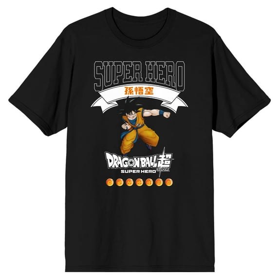 Dragon Ball Super The Movie Super Hero Goku Key Art Crew Neck Short Sleeve Women's Black T-shirt-XXL