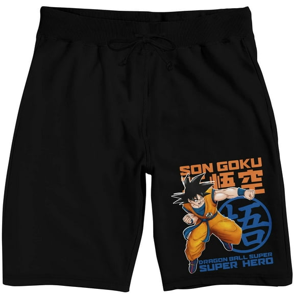 Dragon Ball Super The Movie Super Hero Son Goku Men's Black Sleep Pajama Shorts-Large
