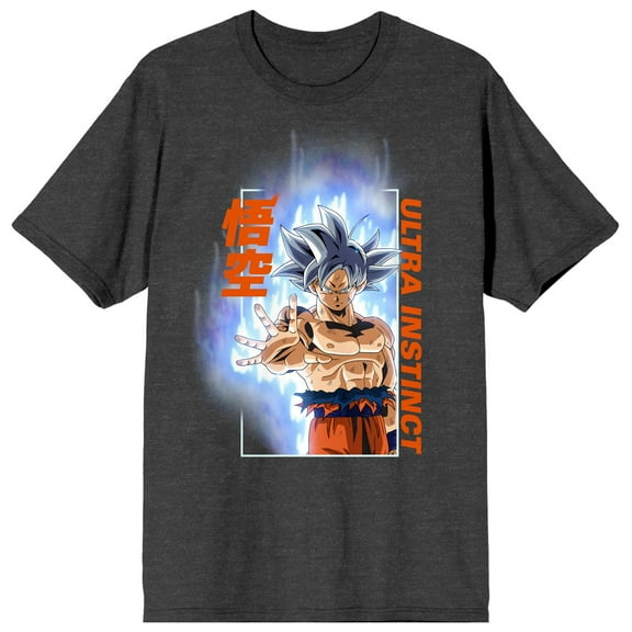 Dragon Ball Super Ultra Instinct Goku Adult Charcoal Heather Crew Neck Short Sleeve T-shirt-3XL