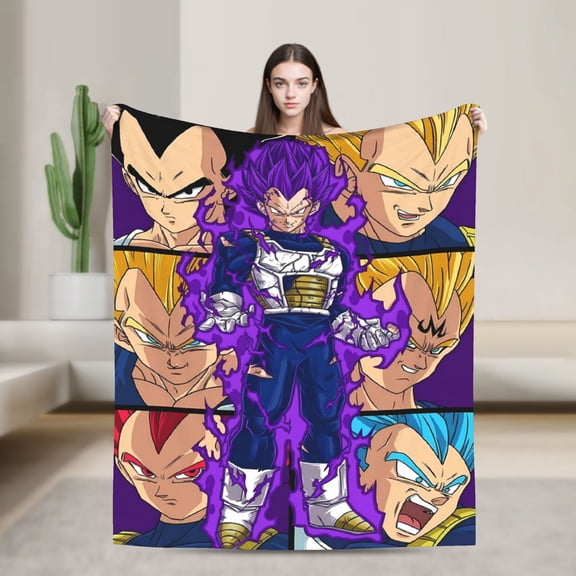 Dragon Ball Vegeta Forms Blanket, Dragon Ball Anime Character Art Throw Blanket, Gift for Anime Fans