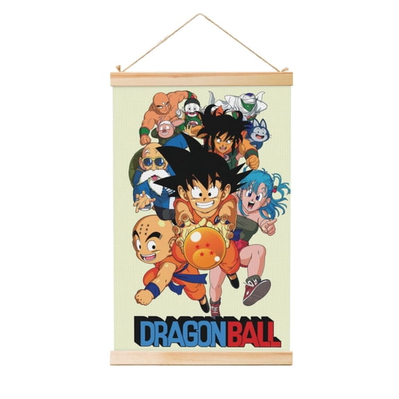 Dragon Ball Wall Art Wooden Shaft Hanging Banner Poster Scroll Painting For Room Dormitory Decor 20"X30"