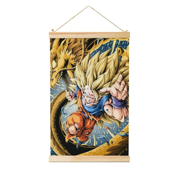 Dragon Ball Wall Art Wooden Shaft Hanging Banner Poster Scroll Painting For Room Dormitory Decor 20"X30"