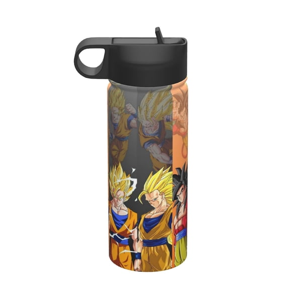 Dragon Ball Water Bottle with Straw Lid 18 oz Stainless Steel Vacuum Insulated Wide Mouth Water Bottles Cup for Boys Girls