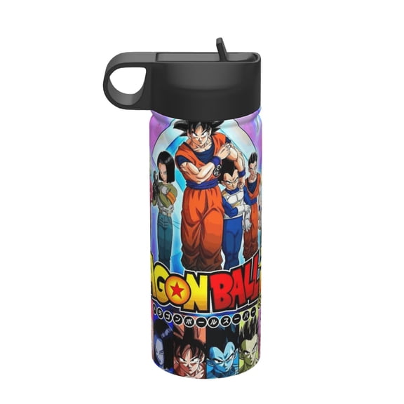 Dragon Ball Water Bottle with Straw Lid 18 oz Stainless Steel Vacuum Insulated Wide Mouth Water Bottles Cup for Boys Girls