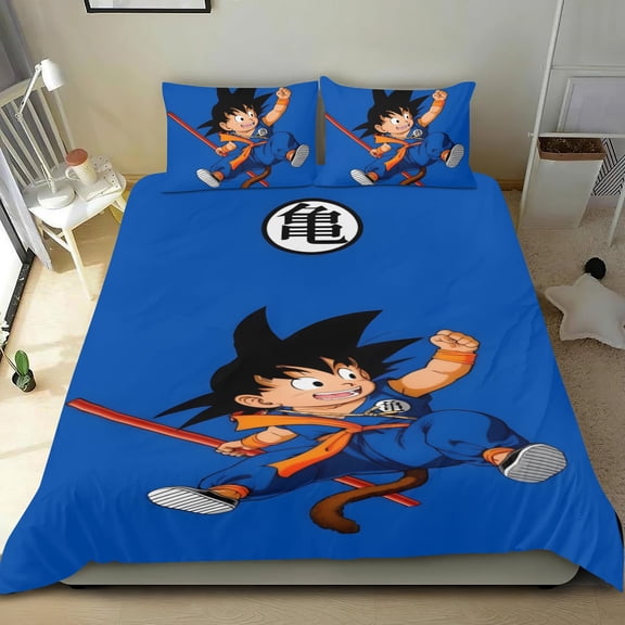 Dragon Ball Z cotton sheet set, three pieces, soft on skin, distinctive design, durable stitching, great gifts for family, friends, fans, 36x75 in (90*190 cm).